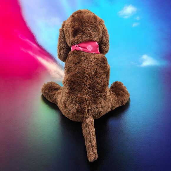 Macy's Gund Soft Cuddly Stuffed Brown Dog Breast Cancer Awareness Paw Pink Scarf - Picture 12 of 16